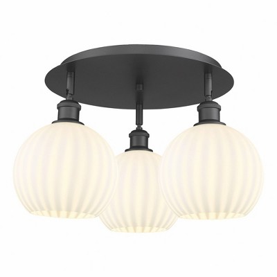 White Venetian - 3 Light Flush Mount In Modern Style-11 Inches Tall and 19.75 Inches Wide