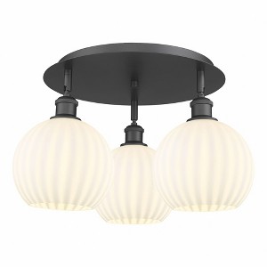 White Venetian - 3 Light Flush Mount In Modern Style-11 Inches Tall and 19.75 Inches Wide - 1 of 1