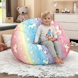 Bean Bag Chair Bed for Kids, Convertible Bean Bag from Lazy Chair to Floor Mattress Bed With Sponge Filling, Cozy Floor Sofa Couch for Boys & Girls - 1 of 4