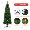 6.5FT Pencil Christmas Tree, Pre-Lit Slim Green Xmas Tree with 586 Branch Tips, 250 LED Lights & 8 Lighting Modes, Metal Stand, for Home Office Party - 2 of 4