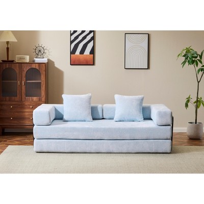 COMHOMA Floor Couch, Compression Sofa, Convertible Floor Sofa Bed with Pillow Back Support Armrest, for Living Room, Bedroom