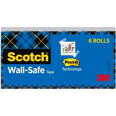 Scotch Wall Safe Tape, 0.75 x 800 Inches, pk of 6