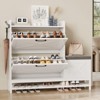 2 Flip Drawers Shoe Cabinet with Bench, Freestanding Shoe Organizer with Double Layer Metal Legs, Narrow Shoe Rack Cabinet - 3 of 4