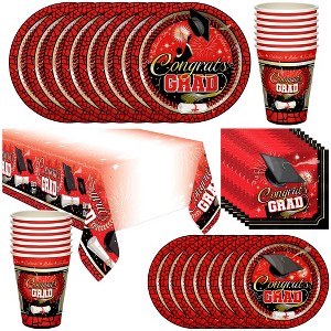Treasures Gifted Red Graduation Party Tableware Deluxe Set for 16 Guests - 1 of 1
