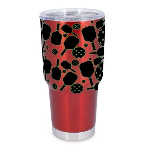 100 North 30 Ounce Stainless Steel On the Go Travel Tumbler With Push Top Lid, Pickleball Paddle Red - 1 of 4