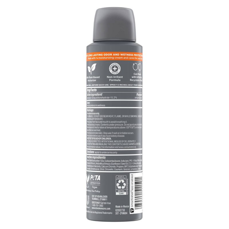 Dove Men+Care Citrus Zest + Sage Dry Spray Antiperspirant Deodorant - 3.8oz, 4 of 9