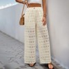 Coolmee Women Casual Sexy High Waist loose Sheer Lace Wide Leg Pants With Pocket - 2 of 4
