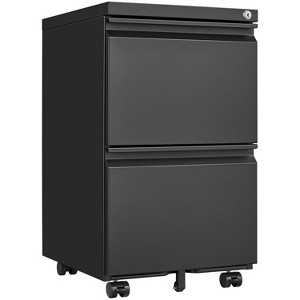TIRAMISUBEST Black 2-Drawer Mobile Filing Cabinet, Lockable with 5 Wheels, for Letter/A4 Size Files - 1 of 4