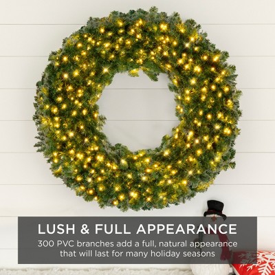 36" Pre-Lit Artificial Fir Christmas Wreath with LED Lights
