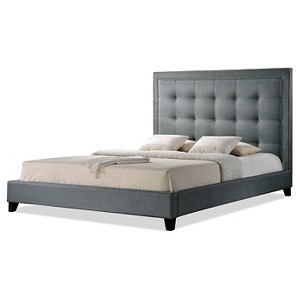 King Hirst Platform Bed Gray - Baxton Studio: Hardwood Frame, No Box Spring Needed, Adult Assembly - 1 of 2