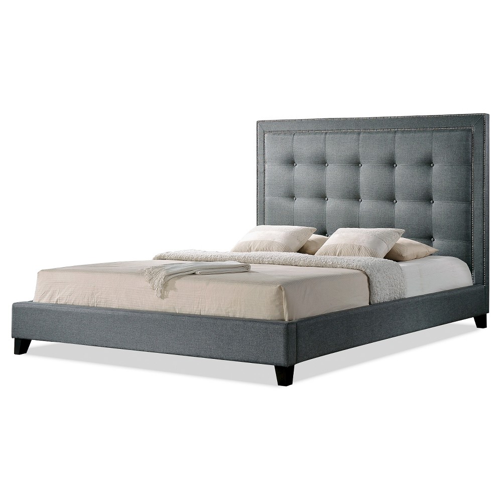 Photos - Bed Frame King Hirst Platform Bed Gray - Baxton Studio