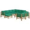 vidaXL 10 Piece Bamboo Patio Lounge Set with Soft Green Cushions and Sturdy Table - Farmhouse Style Outdoor Furniture - 3 of 4