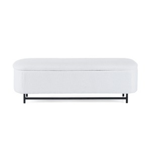 Christopher Knight Home Aurora Modern Wood and Metal Upholstered Storage Ottoman, White/Black - 1 of 4