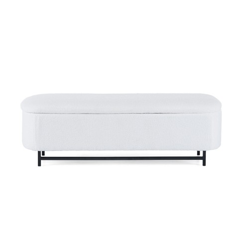 Christopher Knight Home Aurora Modern Wood and Metal Upholstered Storage Ottoman, White/Black - image 1 of 4