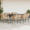 vidaXL Patio Dining Set with Cushions Table and Chairs Set Poly Rattan Glass - Brown 63" x 31.5" x 29.1" 6 Pieces - 3 of 4
