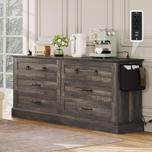 6 Dresser Drawers TV Stand Chest Of Drawer Closet Storage with Side Organizer Bag - 1 of 4