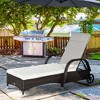 Outsunny Patio Wicker Chaise Lounge, PE Rattan Outdoor Lounge Chair with Cushion, Height Adjustable Backrest & Wheels - 2 of 4