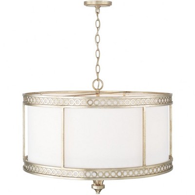Isabella Winter Gold 4-Light Pendant with White Fabric Shade
