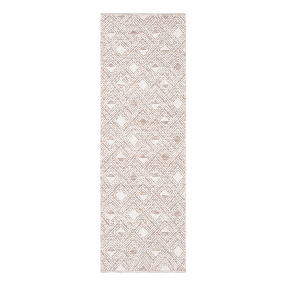 2'3inx7' Runner Beige/Ivory Geometric Woven - Safavieh