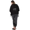 Memoi Women's Hooded Cotton Blend Cape with Tie Detail and Embroidery Limo - 3 of 4