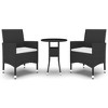 vidaXL 3 Piece Patio Dining Set Poly Rattan Black - 2 of 4