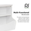 PJ Wood Multi-Functional Bookcase, Store or Display Books of Different Sizes, Wooden Floor Standing Shelf Organizer for Home or Office, White - 3 of 4