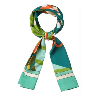 Allegra K Women's Graffiti Polka Dot Stripe Skinny Wrap Hairband Neck Scarves Neckerchief