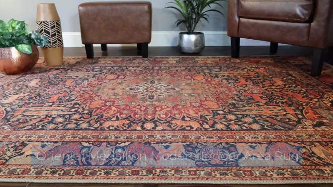Bohemian Floral Medallion Indoor Area Rug or Runner by Blue Nile Mills, 2 of 8, play video