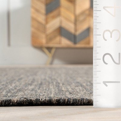 Black and Beige Tufted Wool Striped 4' x 6' Area Rug