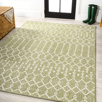 Boho-Chic Moroccan Tribal Geometric Black 9' x 12' Outdoor Area Rug