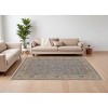 Tan and Gray Wool Oriental Hand Knotted Area Rug With Fringe - 2 of 4