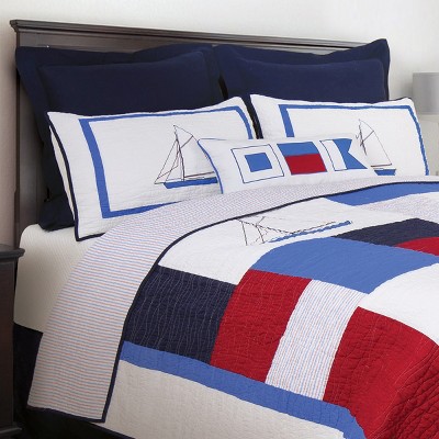 North Shore White and Blue Cotton Standard Sham