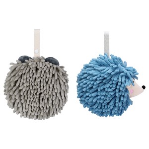 REGALWOVEN Fuzzy Cute Cartoon Decorative Hand Drying Hanging Ball Hand Towels 7" x 7" 2 Pcs - 1 of 4