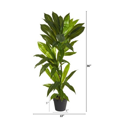 3-Foot Green Plastic Dracaena Faux Potted Plant