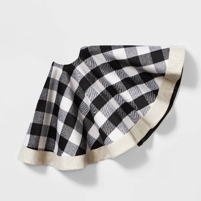 48in Buffalo Plaid Christmas Tree Skirt Black/Ivory - Wondershop™