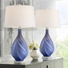 Possini Euro Design Taylor 29" Tall Teardrop Modern Coastal End Table Lamps Set of 2 Blue Art Glass Living Room Bedroom White Shade (Colors May Vary) - 2 of 4