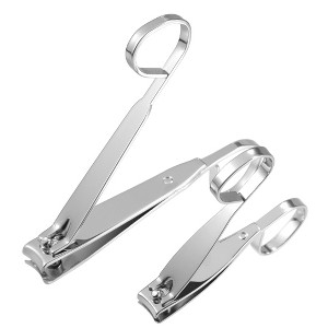 Unique Bargains 2 Pcs Nail Cutter Set Professional Nail Clipper Kit for Travel or Home Silver Tone Stainless Steel - 1 of 4