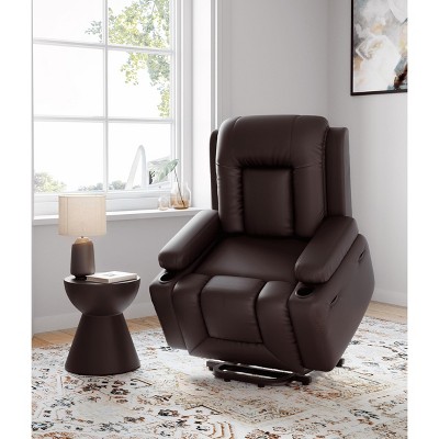 homfan Power Lift Recliner w/Heat & Massage - PU Electric Chair for Elderly, Adjustable Back/Legs - Heavy Duty