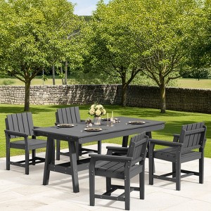 Hyleory HDPE Outdoor Dining Set, 5-Piece Patio Table and Chairs Set, All-Weather Dining Furniture for Backyard, Deck, or Garden - 1 of 4