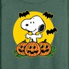 Women's - Peanuts - Snoopy Pumpkin Patch Lightweight French Terry Wide Neck Long Sleeve Shirt - 2 of 4
