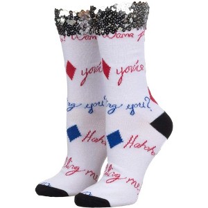 DC Comics Harley Quinn Sequin Cuff Crew Socks for Women - 1 of 3