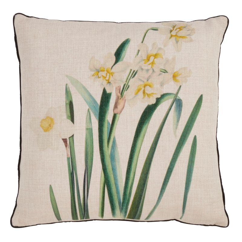 Saro Lifestyle Daffodil Pillow - Poly Filled, 18" Square, Natural, 1 of 4