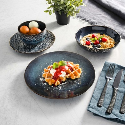 Green Ceramic 16-Piece Round Dinnerware Set, Service for 4