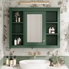 35'' x 27.5'' Medicine Cabinet, Wall Mounted Bathroom Storage Cabinet, Modern Bathroom Wall Cabinet with Mirror, Mirror Cabinet with 6 Open Shelves - 3 of 4