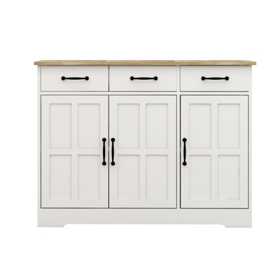 NicBex 3-Door Sideboard Buffet Cabinet with Storage Farmhouse Coffee Bar Cabinet with 3 Drawers for Kitchen,Living Room,White