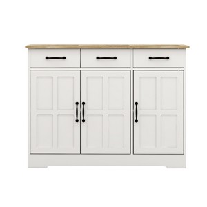 NicBex 3-Door Sideboard Buffet Cabinet with Storage Farmhouse Coffee Bar Cabinet with 3 Drawers for Kitchen,Living Room,White - 1 of 4