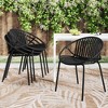 VYNXARIA Patio Dining Chairs Stackable Chairs with Breathable Design Modern Simple Art Style (Set of 2),Metal Legs+Plastic backrest,Black - 2 of 4