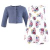 Hudson Baby Infant and Toddler Girls Cotton Dress and Cardigan Set, Blush Navy Floral - 3 of 4