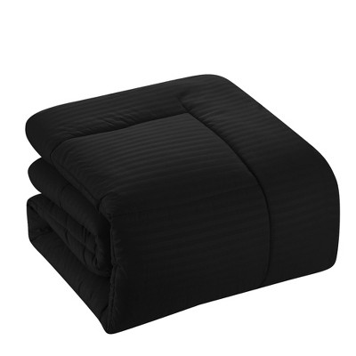 Queen Black Down Alternative Microfiber 8-Piece Bed in a Bag Set