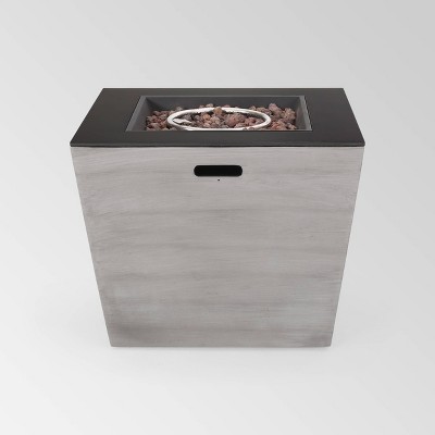 Langton Square 30" Light Weight Concrete Gas Fire Pit - Dark Gray